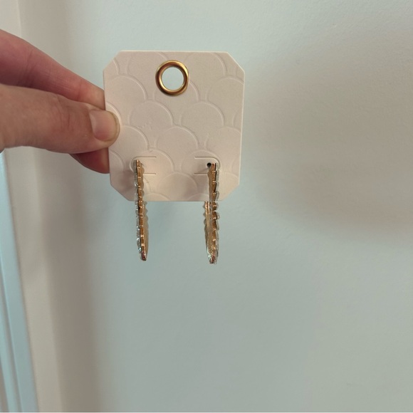 NWT Gold Hoop Earrings with CZ - Picture 3 of 6